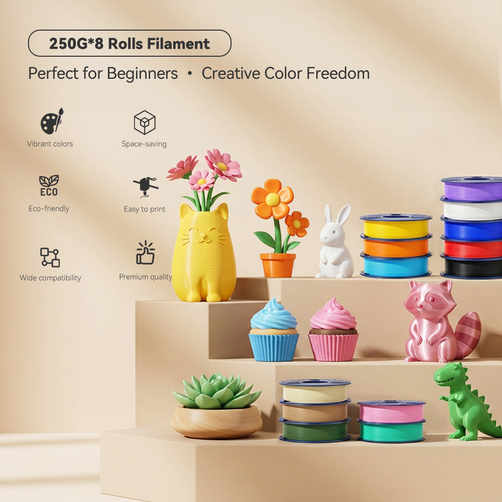 250g Spool PLA, PLA+, PLA+2.0, PLA Meta Multicolor Filament Bundle, 250g*8 Rolls