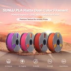 SUNLU Matte PLA Dual-Color 3D Printer Esthenic Filament 1KG, Seamless Two-Tone Shifts & Soft Matte Finish