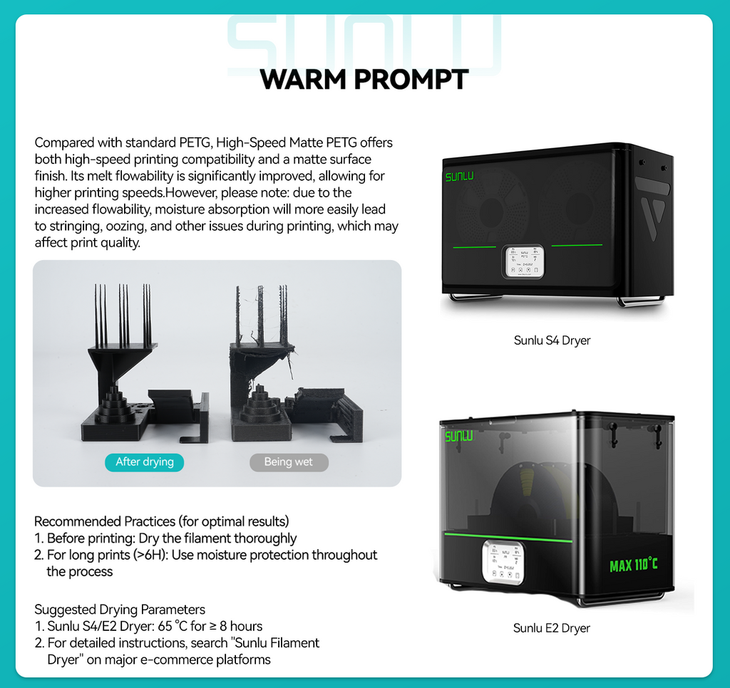 [MOQ: 6KG] High Speed Matte PETG 3D Printer Filament 1KG