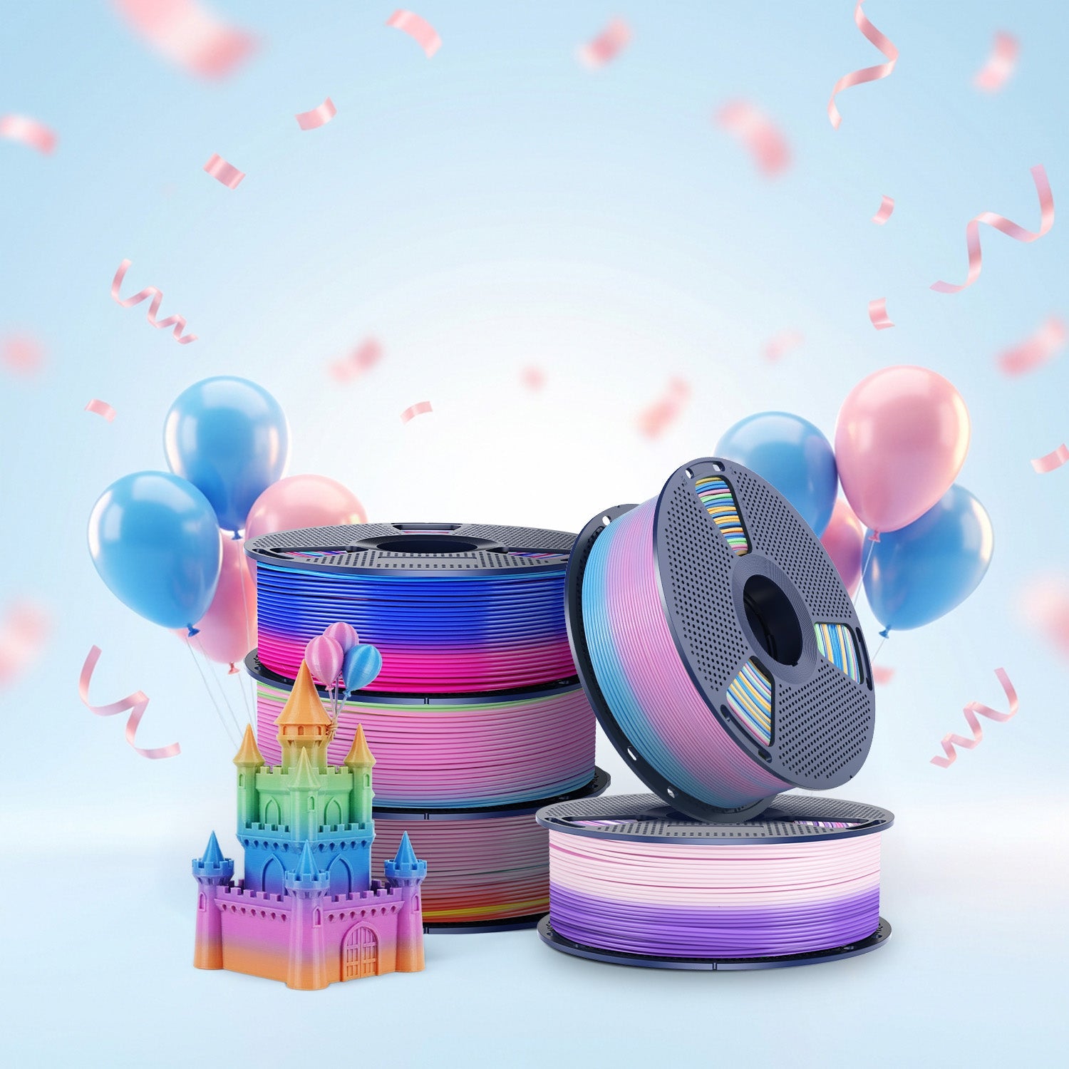 [MOQ: 3KG] PLA, SILK, PETG Rainbow Filament 3D Printer Filament 1KG Secondary image